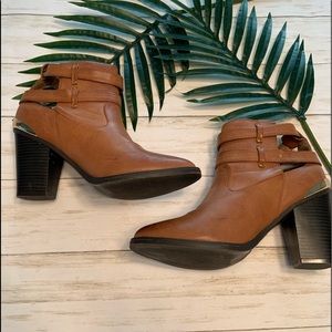 Brown Cut Out Metal Detail Buckle Rocker boots